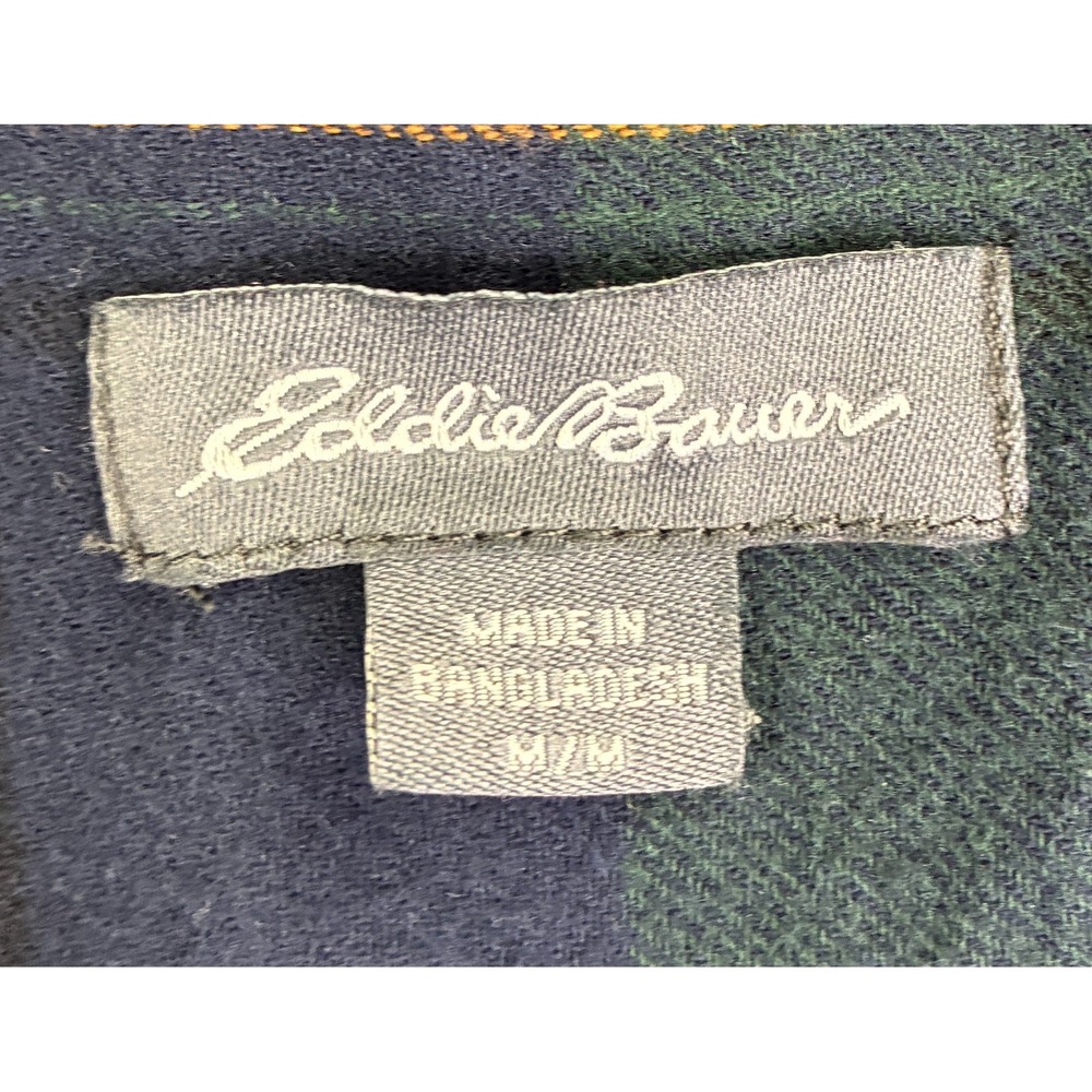 Eddie Bauer Men's M Green Navy Plaid Flannel Shirt Cotton Button Up Outdoor - Picture 2 of 7